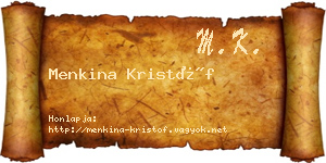 Menkina Kristóf névjegykártya